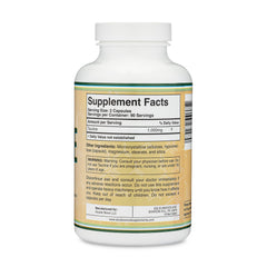 Supplement facts panel highlighting taurine content