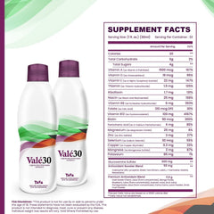 TAVA Valé30 32oz bottle back nutrition panel