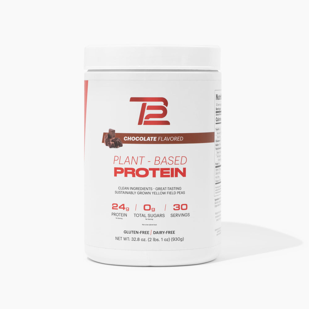 TB12 Plant Based Protein Powder Chocolate flavor tub front