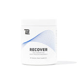 TB12 Recover bottle with label and capsules on white background