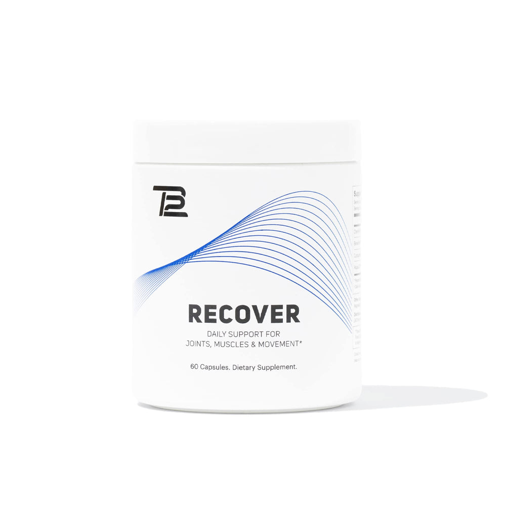 TB12 Recover bottle front showing label for post-workout support.