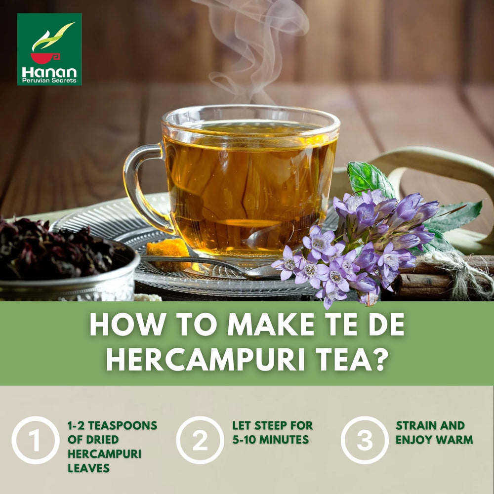 Hanan Peruvian Secrets Hercampuri tea served with cup and saucer