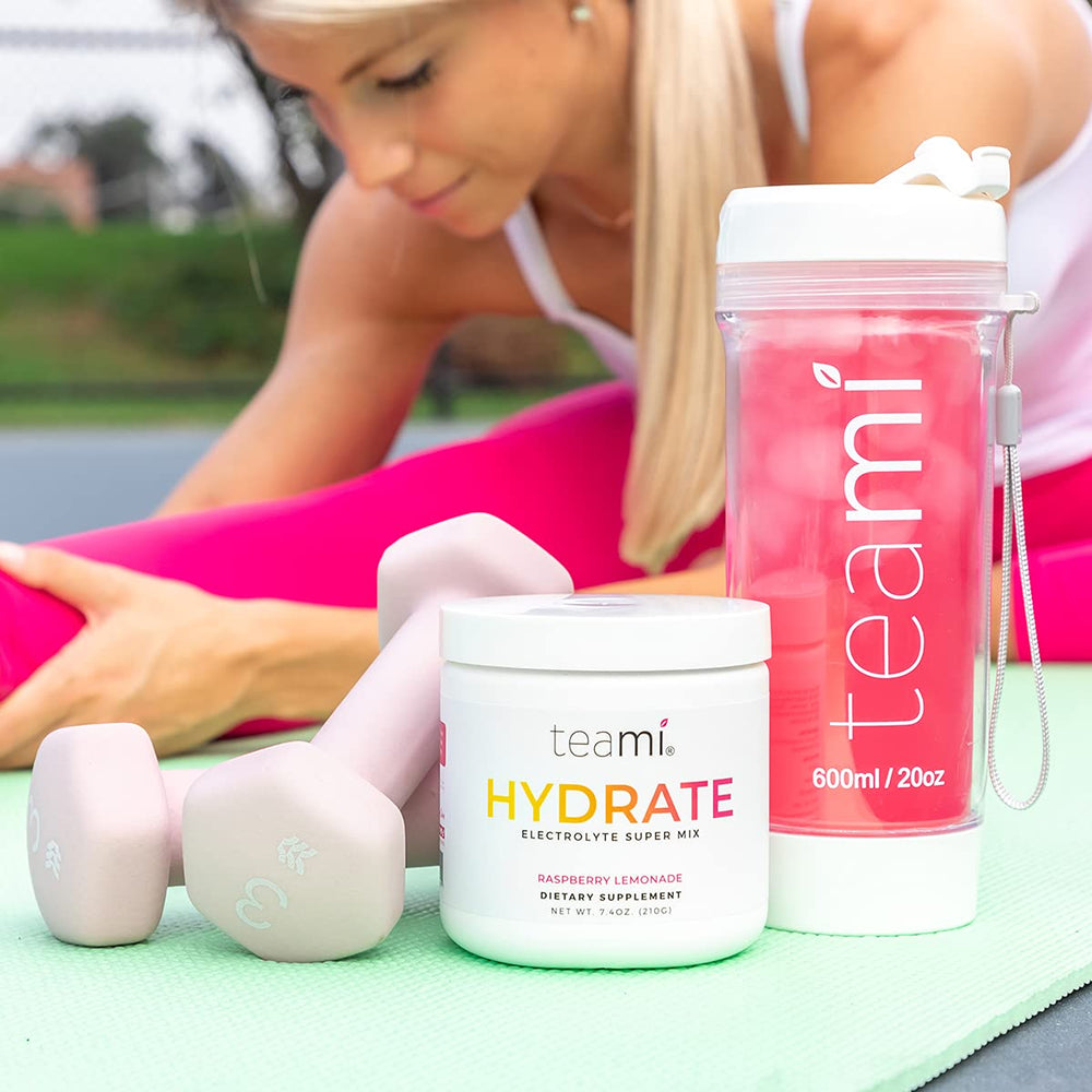 Teami Electrolytes Powder ingredients panel shows minerals for balanced hydration