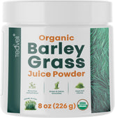 Teaveli Organic Barley Grass Juice Powder 8 oz tub front view