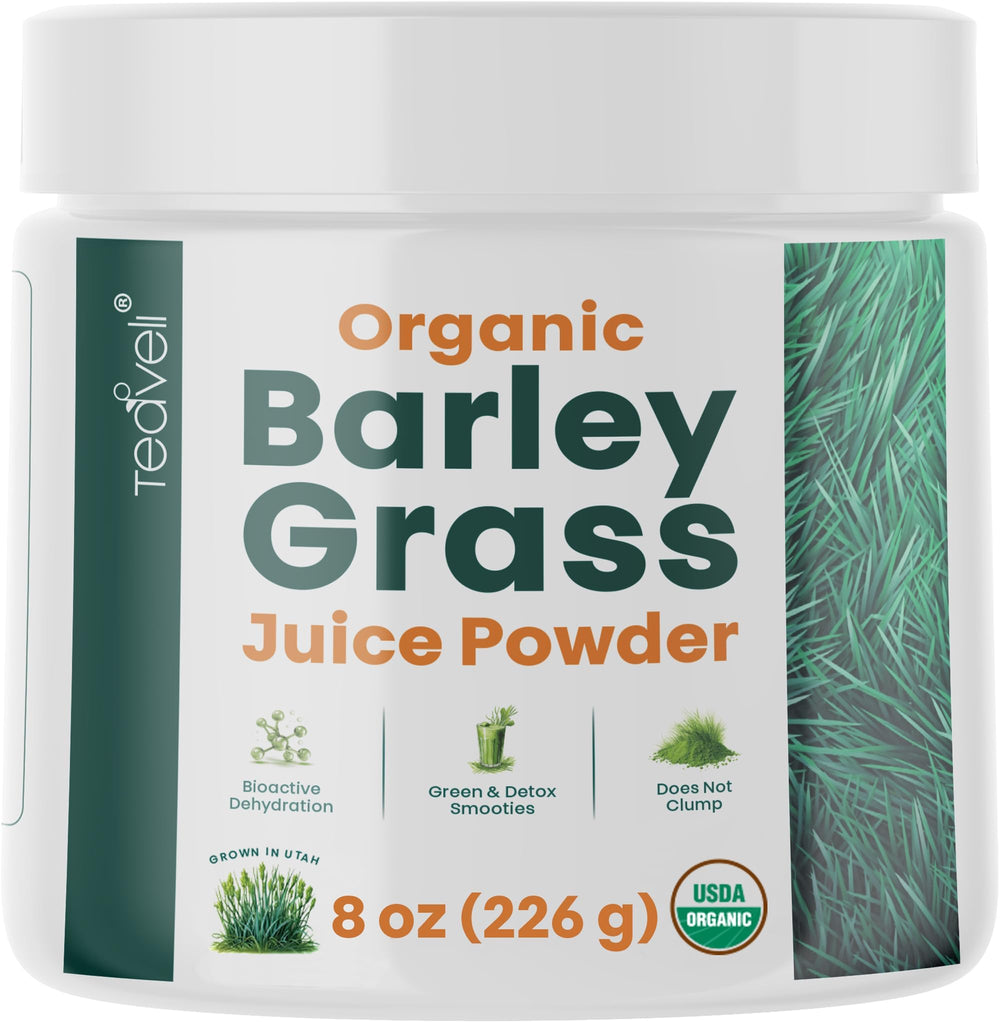 Teaveli Organic Barley Grass Juice Powder β 8 oz (226 g) jar