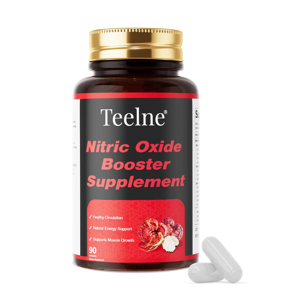 Teelne Nitric Oxide Booster bottle and capsules for men
