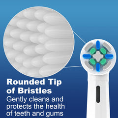 Close-up view of Teeth Clean brush head bristles in black and white