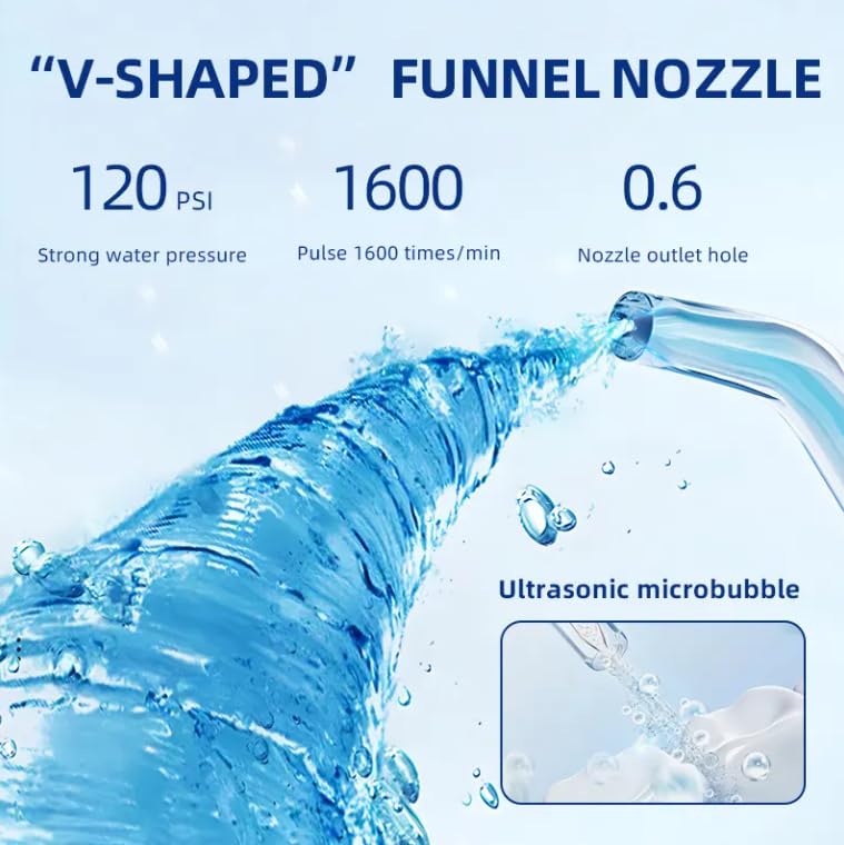 Five nozzle attachments for teeth, gums, tongue, and orthodontics