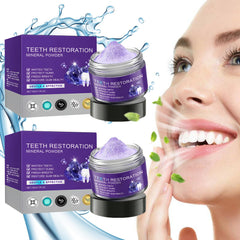 Teeth restoration mineral powder jar on white background