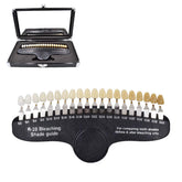 Front view of Professional R-20 teeth whitening shade guide in black with mirror