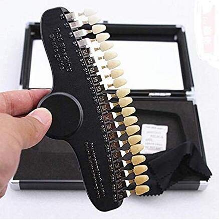 Compact portable shade guide with mirror for on-the-go use