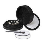 Front view of black teeth veneer cleaning box