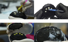 Close-up of veneer cleaning and storage box