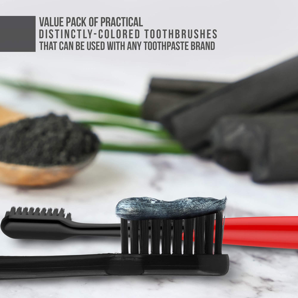 Smile highlighting natural whitening with charcoal toothbrush