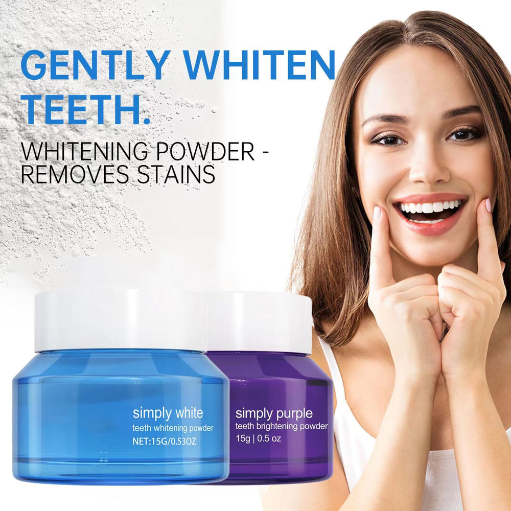 Packaging of Teeth Whitening Deluxe Powder blue and purple 2-piece set