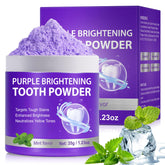 Purple formula Teeth Whitening Powder neutralizes yellow tones