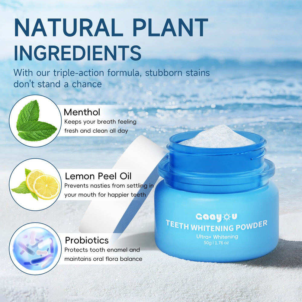 Mint-flavored teeth whitening powder tubes