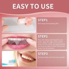 Whitening strip applying to teeth at home