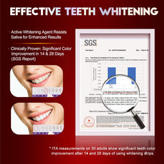 Ultra-thin whitening strip applied to teeth