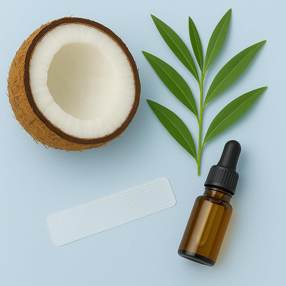 Whitening strips with coconut oil for whitening and oral health