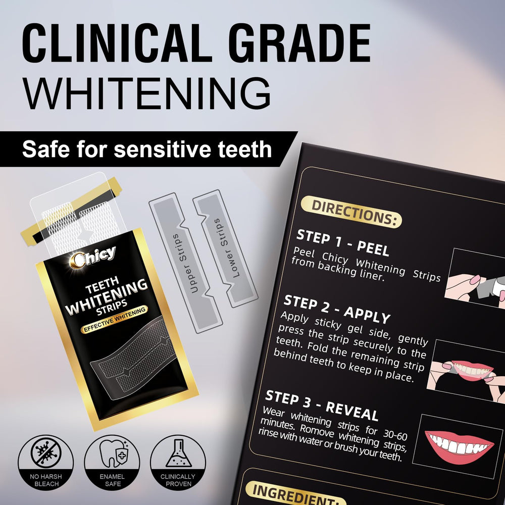Box and packaging with whitening strips