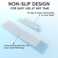 Ultra-thin non-slip whitening strips applied to teeth