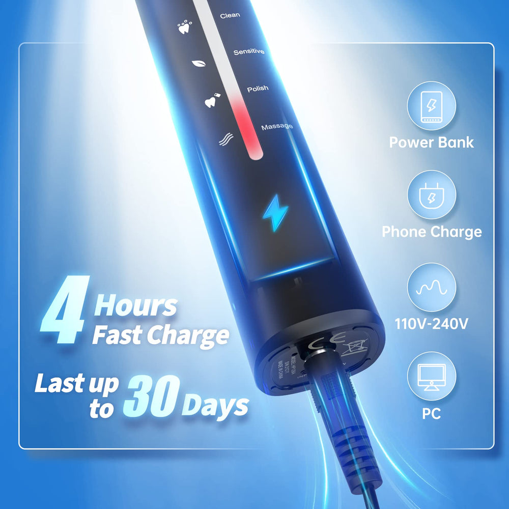 Illustration of 5 brushing modes: whitening, cleaning, sensitive, polishing, massage