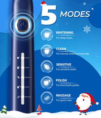 5 high-performance modes: Whitening, Cleaning, Sensitive, Polishing, Massage