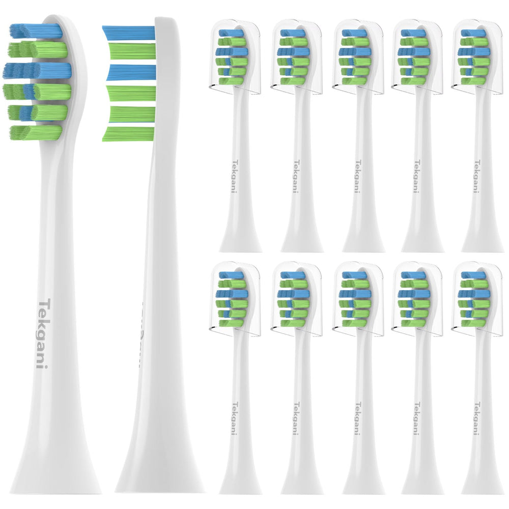 Tekgani 12-pack replacement heads for 7AM2M AM101/AM105 toothbrush, white