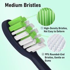 98% round-headed bristles detail on Tekgani replacement head