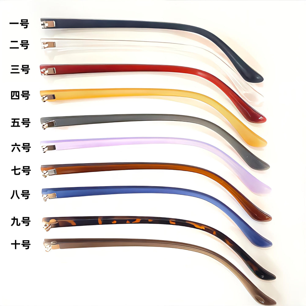 Glasses with new TR90 temple arms attached