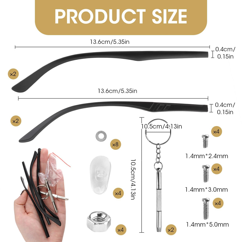 Minimalist black replacement temple arm