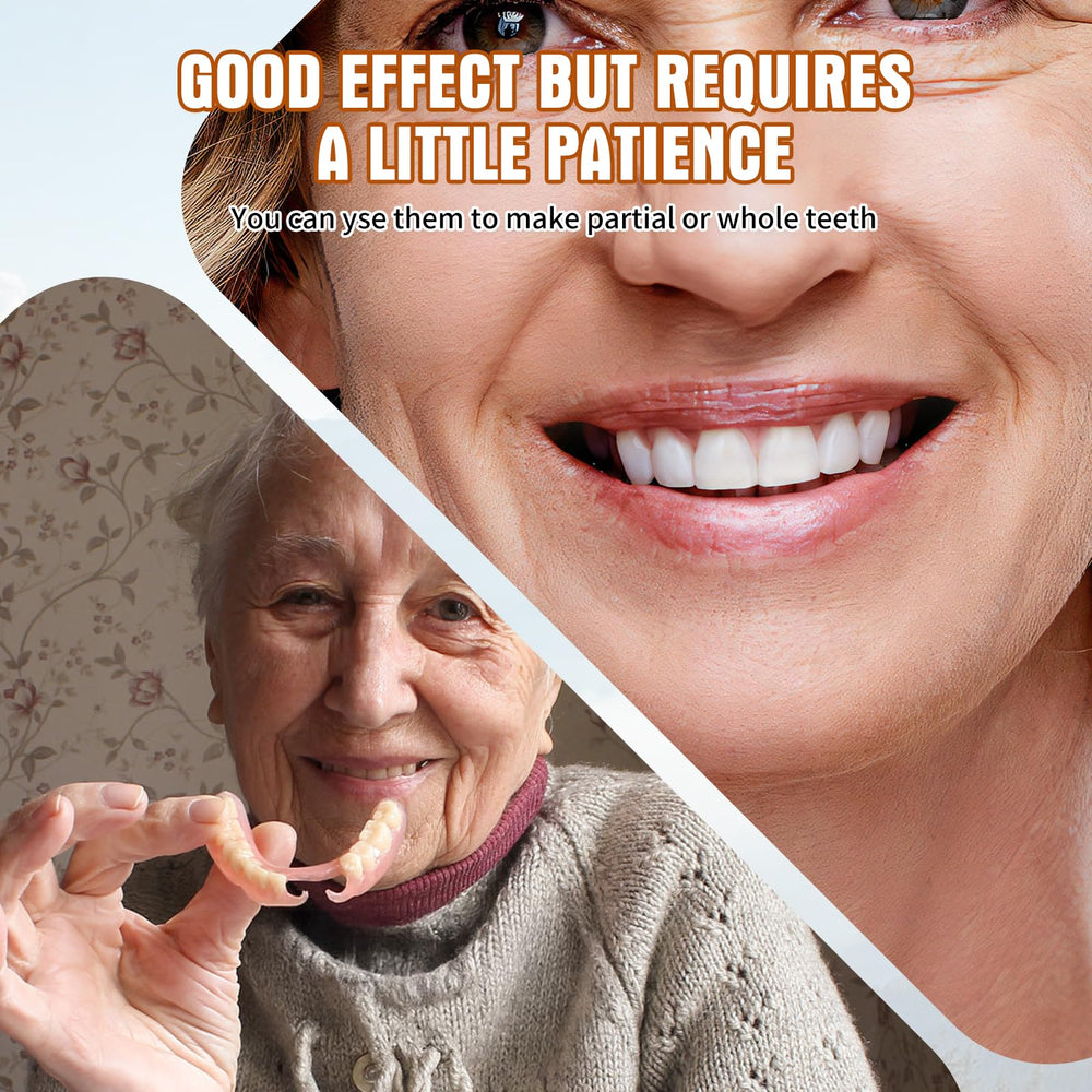Temporary dentures kit ready for at-home use