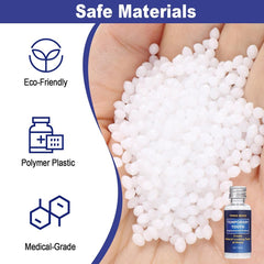 Close-up of moldable heat beads matching natural tooth color