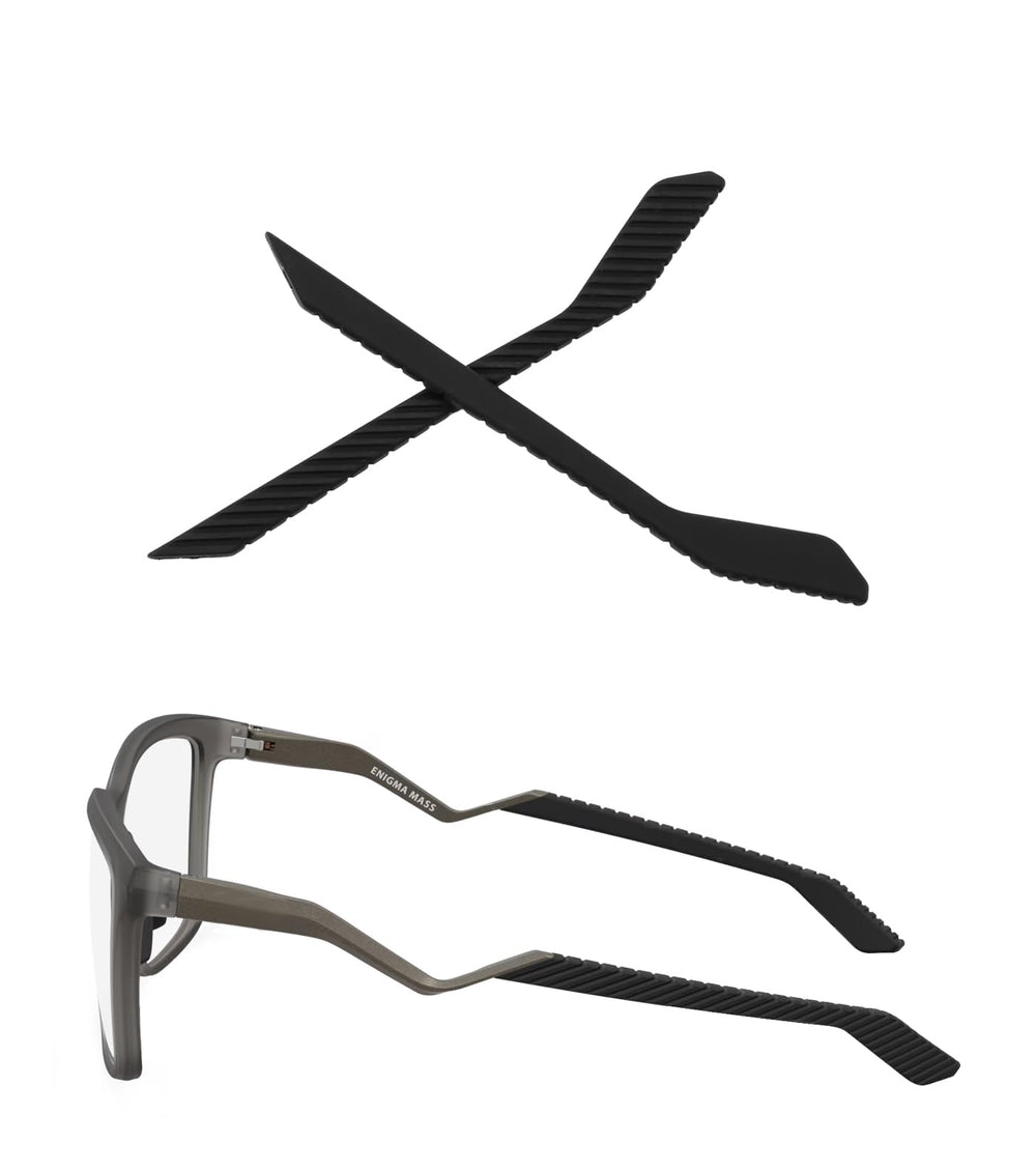 TenDye black rubber earsocks for Oakley Enigma Mass OX8191 frame - front view