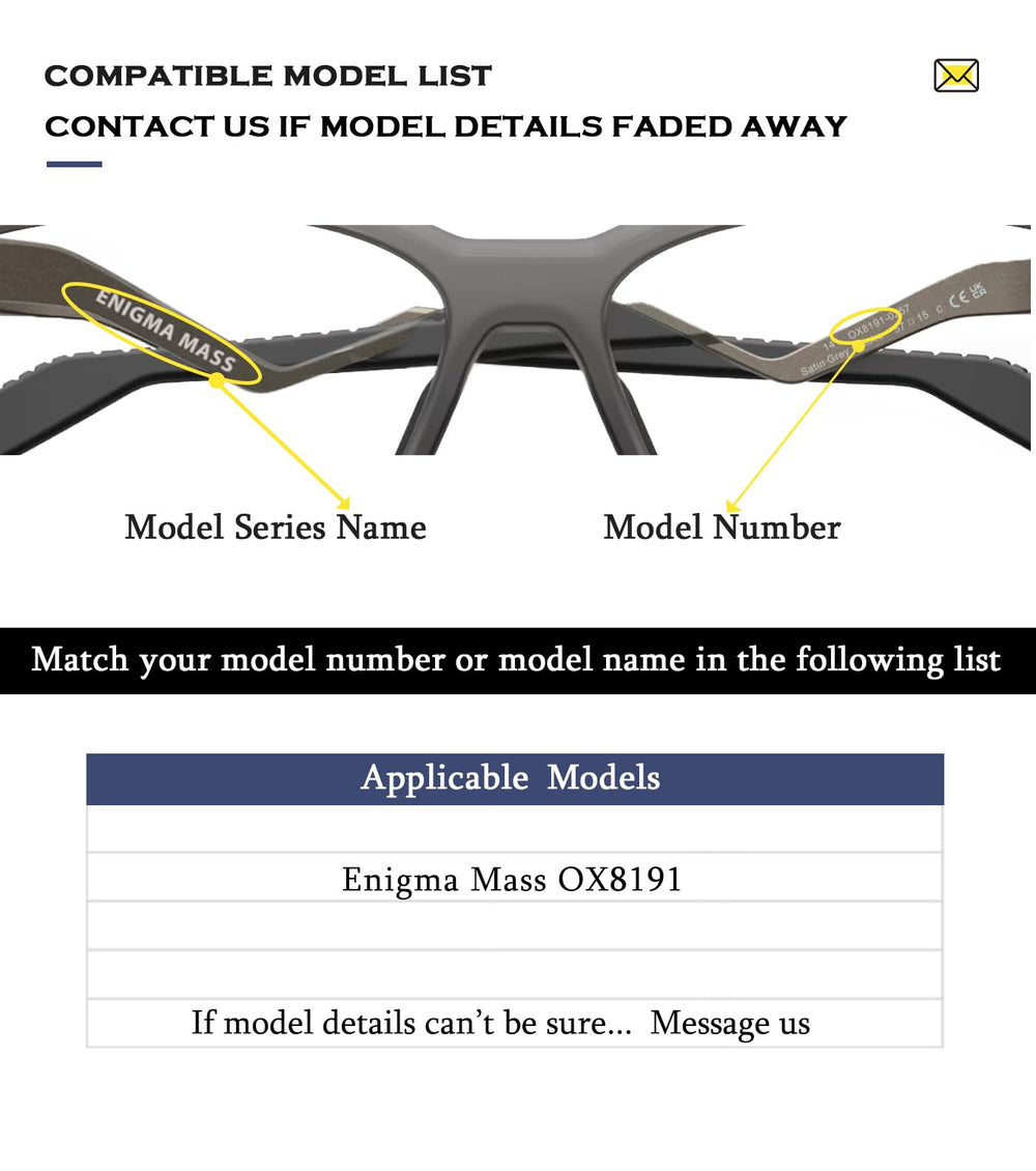 Oakley Enigma Mass OX8191 replacement earsocks in black rubber