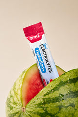 Ten watermelon-flavored hydration sticks packaging