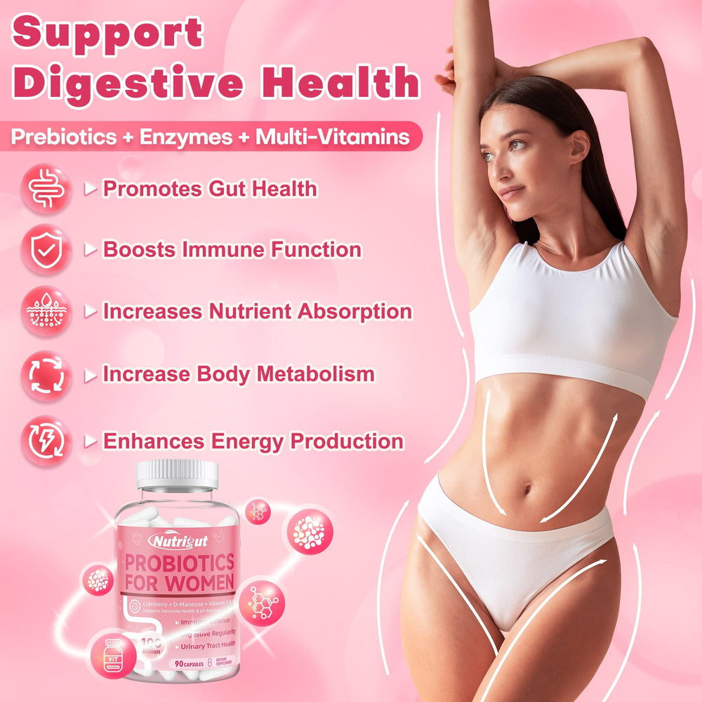 Illustration of a 10-strain probiotic blend for gut health