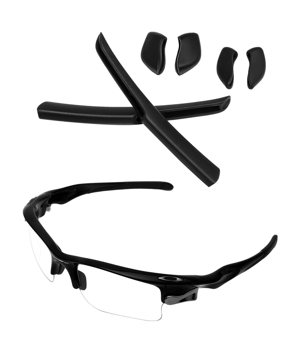 TenDye earsocks and nose pads for Oakley Fast Jacket OO9097/OO9156 - front view with black ear sleeves