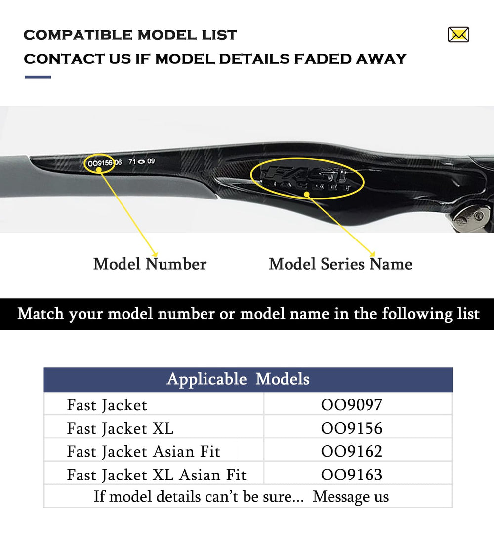 Complete TenDye earsocks and nose pads set for Oakley Fast Jacket OO9097/OO9156 - black
