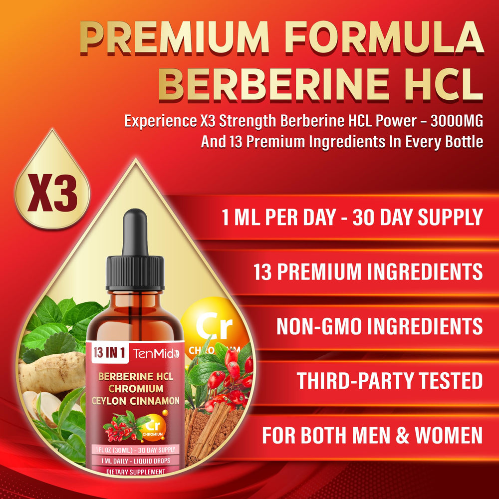 Tenmido label close-up highlighting ingredient list and third-party testing assurance