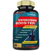 Tenmido testosterone booster bottle shows daily energy support and lasting stamina.