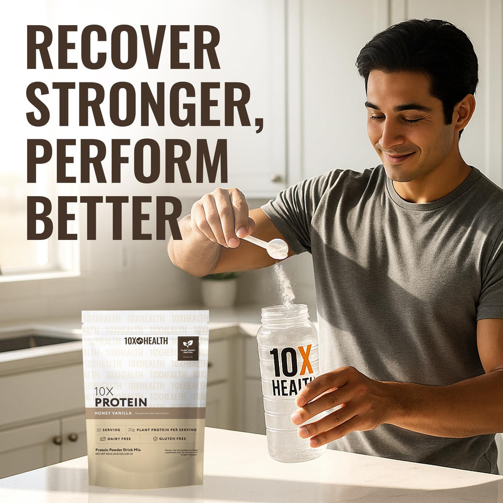 Ten X Health System vegan protein powder high amino acids support muscle protein synthesis