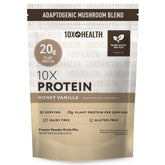 Ten X Health System vegan protein powder honey vanilla bottle delivering 20g protein per serving for muscle support