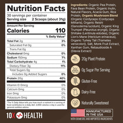 Ten X Health System vegan protein powder serving scoop demonstrates easy portioning for post-workout recovery