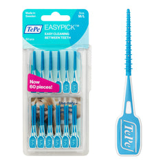 TePe EasyPick M/L blue dental floss picks in a 60-pack