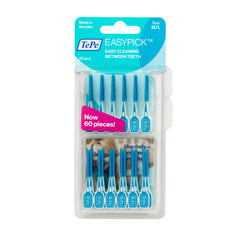 Close-up of TePe EasyPick dental floss picks with pocket case for travel
