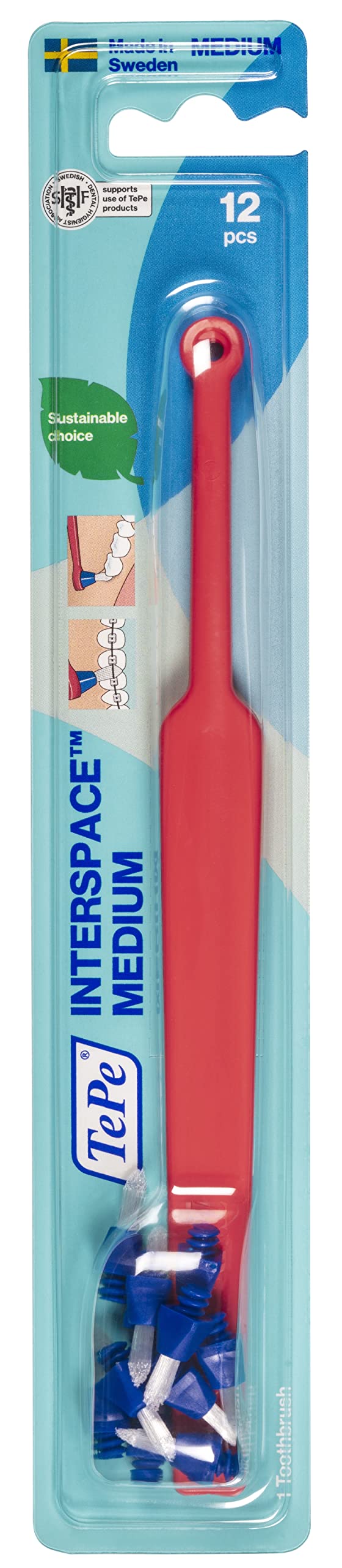 Close-up of single-end tuft on TePe Interspace toothbrush