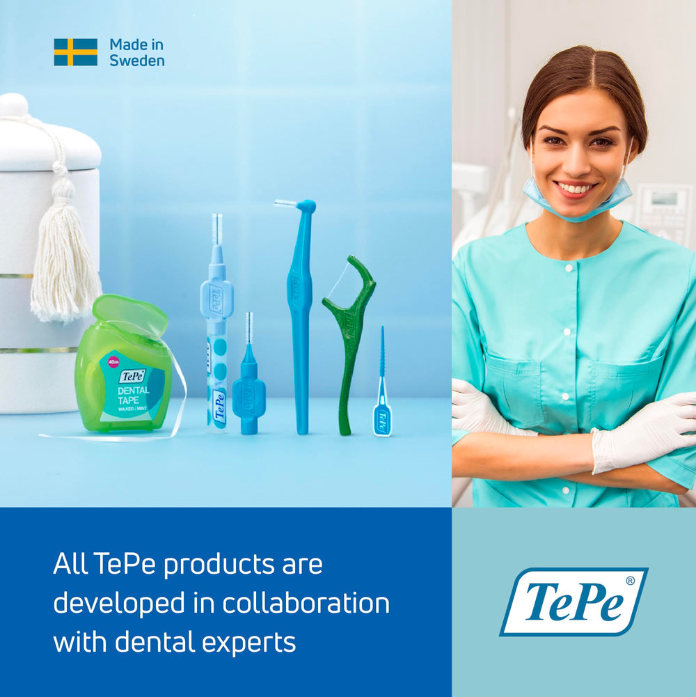 Boxed TePe dental floss packaging
