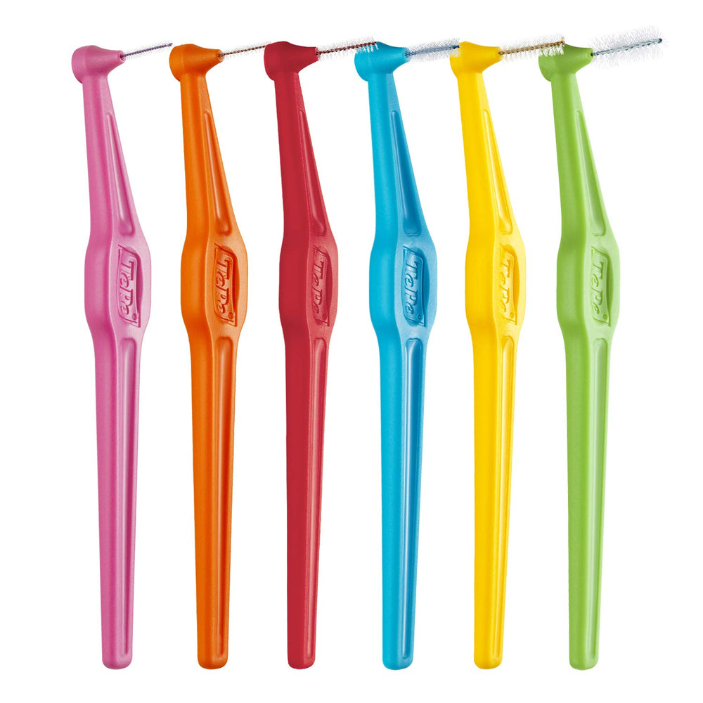 Tepe 6-count pack of angled pink interdental brushes